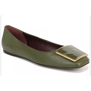 Sarto Flex Amaya 3 Square Toe Ballet Flats Army Leather Size 7.5 Old Money Prep